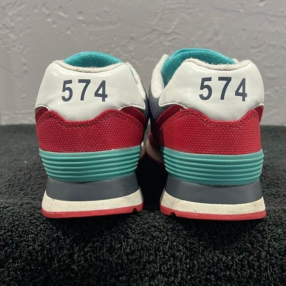 🔥🔥 NEW BALANCE 574 Red/Gray/Aqua Blue Classics  Sneakers Men Size 12 - PERFECT - Picture 9 of 13